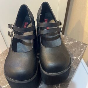 Black Double Strap Platform Shoes